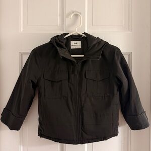 Uniqlo x White Mountaineering Black Parka Jacket Coat Hooded Zip Kids Size 5-6